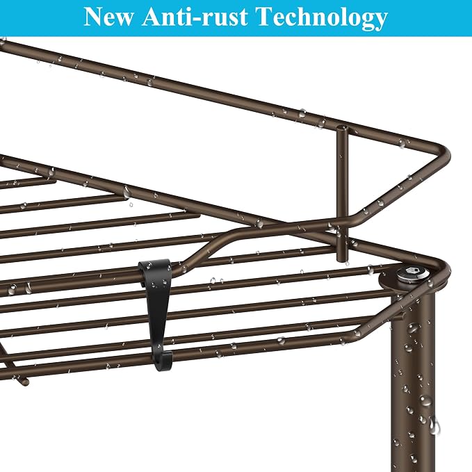 HuggieGems 4 Tier Floor Standing Corner Shower Caddy Organizer Shelf with Hooks, Bathroom Shelves Stand Rack, Bronze