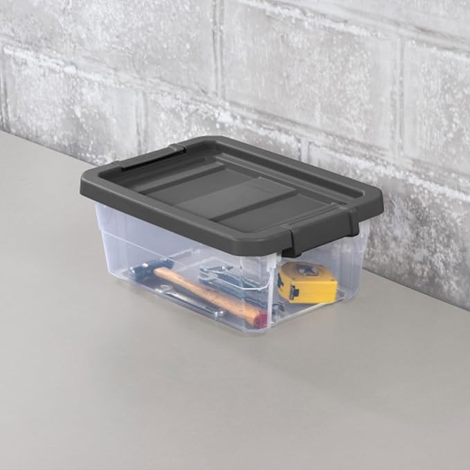 Sterilite Modular Stacker Box with Latching Lid, 16 Quart, 24-Pack | Clear Plastic Storage Bins - Stackable Organizing Container Boxes for Closet, Bathroom, and Office