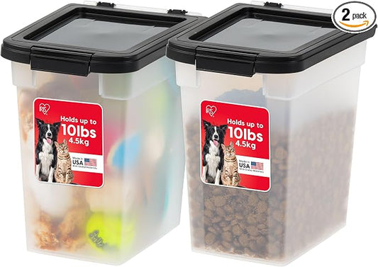IRIS USA Dog Food Storage Container, 2-Pack, Up to 10 lbs, Black
