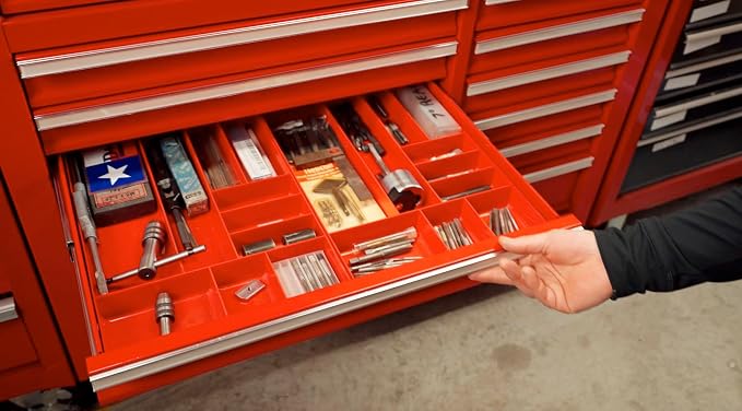 Ernst MFG 10 Compartment Drawer Organizer: Heavy Duty Stackable Tray for Automotive Tool Organization -Low Profile Toolbox - Nuts and Bolts, Tools, Parts, Easy to Clean - Black - Made in the USA