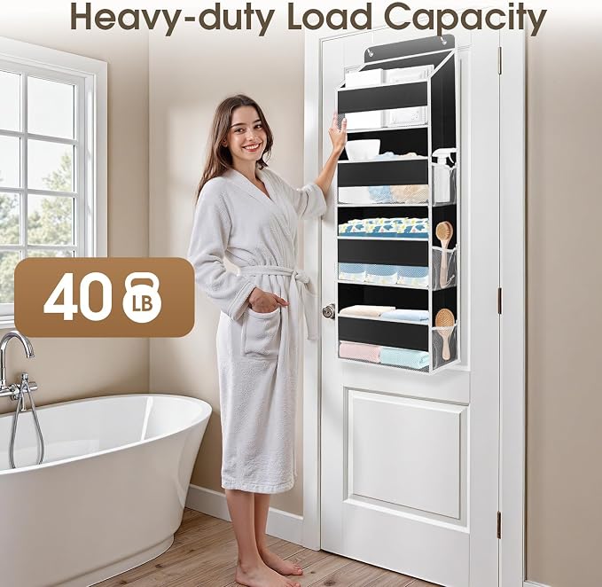 2 Pcs Over The Door Organizer Large Capacity Hanging Storage Room Organizer | 40 lb Capacity, Ultra-Sturdy, Foldable, Mesh Design with Clear Window, Space-Saving Organizer for Pantry, Nursery & Closet