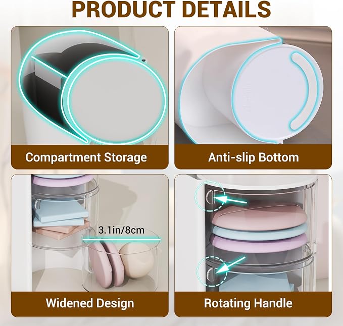 Azurphoric Hair Accessories Organizer with Hair Brush Holder(Pink, 2-Layer) | Rotatable Makeup Brush Holder for Necklaces, Earring, Bracelet, Ring, Makeup Brushes, Hair Clip and Hair Accessories