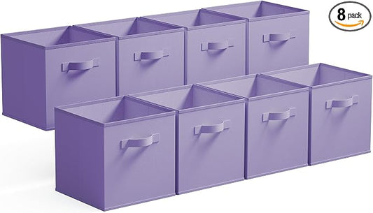 GRANNY SAYS Cube Storage Bins, 11 Inch Cube Storage Organizer, Fabric Collapsible Storage Bins, Storage Cubes for Shelves, Closet, Lavender Purple, 8-Pack