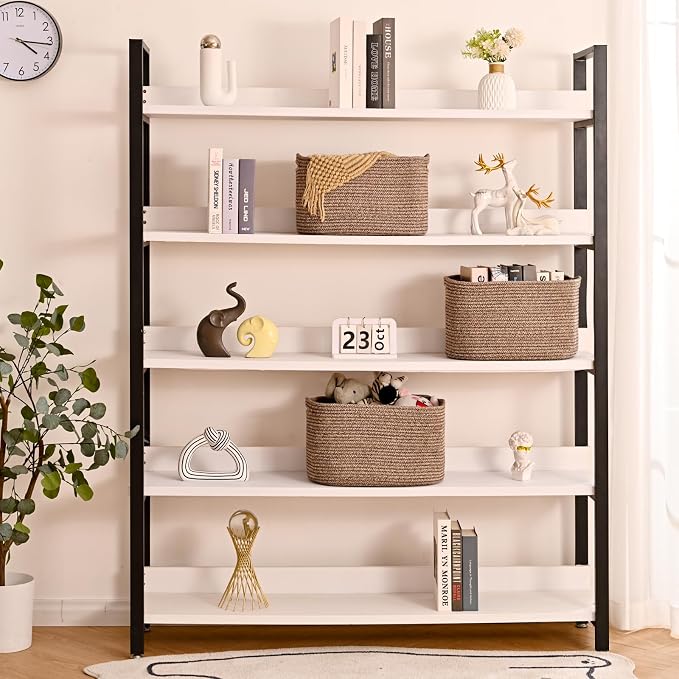 ICERZCZ Storage Baskets for Organizing Shelves, Woven Cotton Rope Bins for Baby Nursery Organization, Book Toy Towel Organizer, 15"x11"x9.5", 3 Packs, Dark Brown