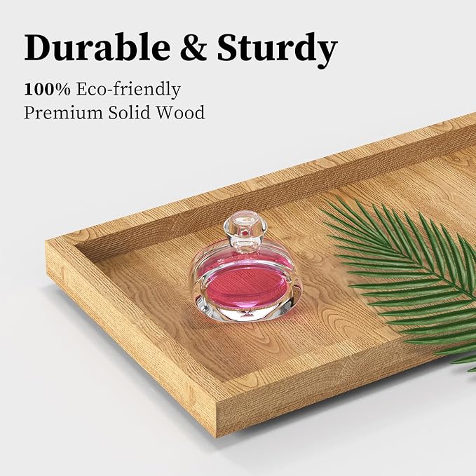 2-Tier Wood Bathroom Counter Organizer with Basket,Waterproof Vanity Perfume Skincare Storage for Bathroom, Kitchen, Dresser