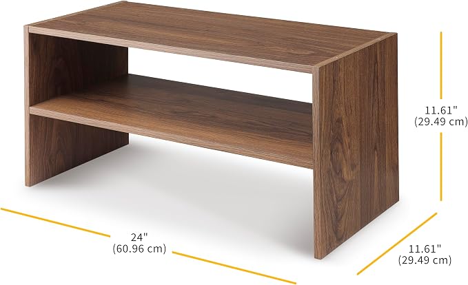 Whitmor Wood Stackable 2-Shelf Shoe Rack, Walnut, 24 inches，2 Pack