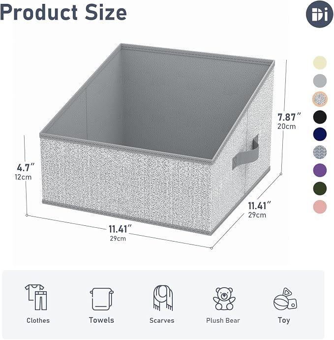 DIMJ Trapezoid Storage Bins, Closet Storage Bins with Handle, Foldable Closet Organizers and Storage Baskets for Toys, Books, Clothes, 8 Packs