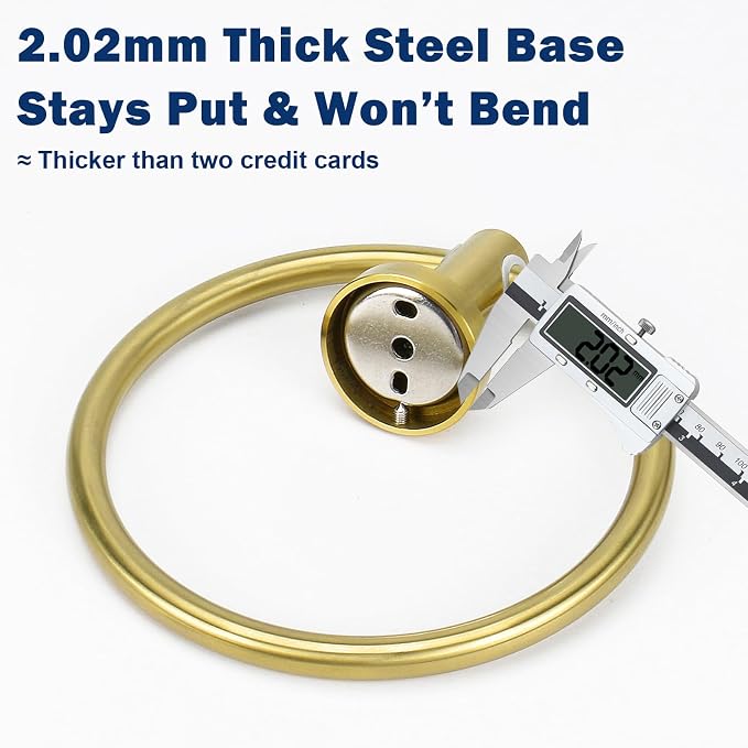 NearMoon Bath Towel Ring, Bathroom Hardware Accessories-Thicken Stainless Steel Hand Towel Holder for Bathroom, Modern Round Towel Hanger Wall Mounted (Brushed Gold, 2 Pack)