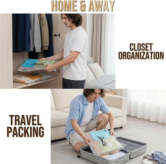 TAILI Vacuum Storage Bags with Electric Pump, 8 Pack(3M+3L+2XL) | Vacuum Seal Bags for Clothing, Beddings, Blankets, Pillows, Compression Packing Cube for Luggage Travel
