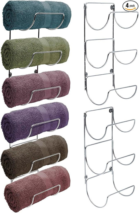 Sorbus Bathroom Wall Mounted Towel Rack - 12 Level Shelves for Rolled Towels, Washcloths, Linen - Spa, Salon & Towel Storage