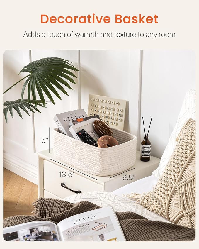 KALLAX Small Woven Storage Basket for Organizing, 13.5x9.5x5 inches, 3 Pack | Shelf baskets for closet organization, toy storage and home decor, Perfect as empty gift baskets for holidays, Off White