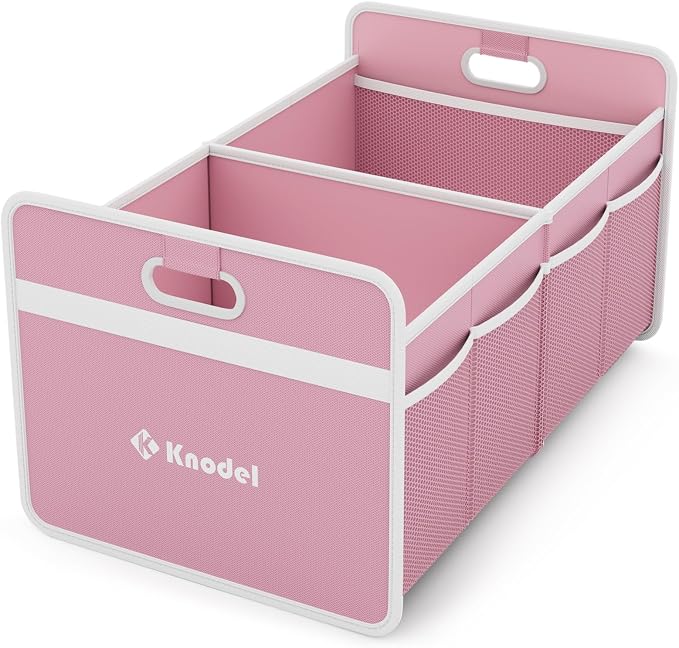 K KNODEL Foldable Trunk Storage Organizer for Car and Suv (Medium, Pink) | Collapsible Car Storage Organizer, Car Organizers and Storage for Sedan, Cargo Organizer, Car Bin, Basket,Bag, Organization