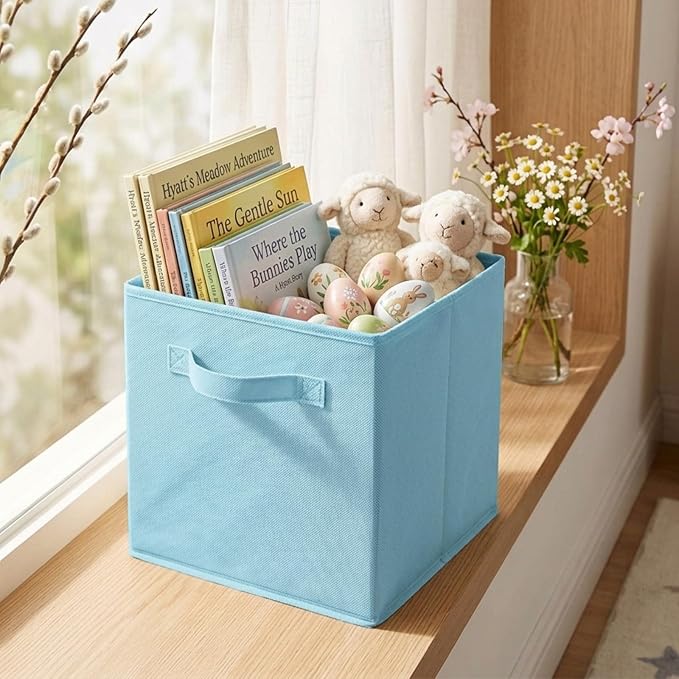 ShellKingdom Storage Bins, Foldable Fabric Storage Cube And Cloth Organizer | Storage Drawer For Closet And Toys, 13 X 13 X 13 INCH, 6 Pack (Light Blue)