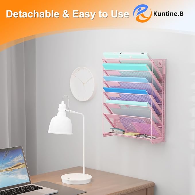 Kuntine.B Wall File Organizer Office Hanging Magazine Holder Wall File Organizer for Office Home