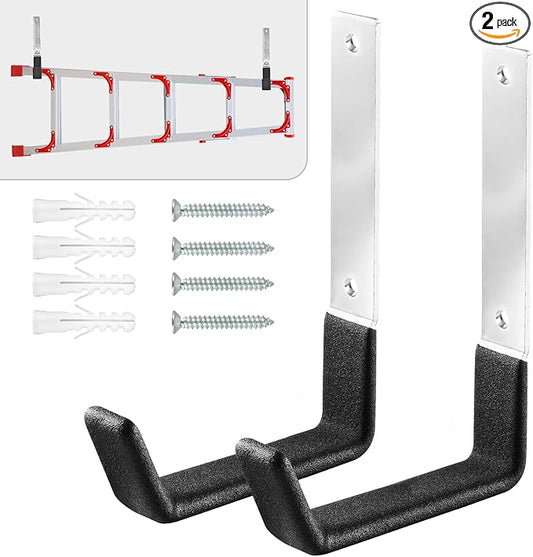 AccEncyc Heavy Duty Garage Hooks, 2Pcs Stainless Steel Wall Mount Hooks, 50lb Weight Capacity, for Garden Hose, Bike, Ladder, Tool Organizer (Medium)