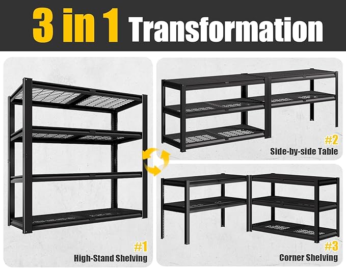 PrimeZone 40" W Heavy Duty Garage Shelving 2200 LBS 4 Tier Storage Shelves | Adjustable Industrial Metal Wire Shelf Utility Rack for Garage,Basement,Pantry,Warehouse,40" W X 20" D X 60" H 2Pack