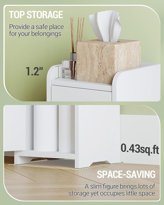 Hzuaneri Bathroom Storage Cabinet, Small Corner Floor Cabinet with 2 Doors | Narrow Toilet Paper Cabinets with Adjustable Shelf, Bathroom Organizer for Small Spaces, 7.9" D x 7.9" W x 29.5" H White