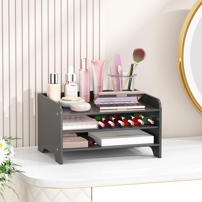 Bamboo File Organizer for Desk, Paper Tray with Pen Holder | Open tiers and a pen holder sort Letter/A4 paper, folders and office supplies while keeping your workspace clutter-free