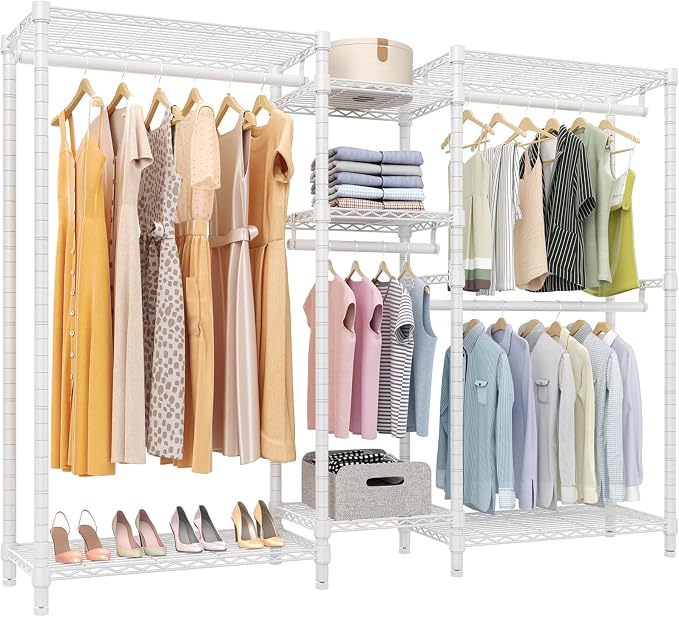 VIPEK Classic V6 Wire Garment Rack, Dynamic Closet System Adjustable | White Heavy Duty Metal Freestanding Clothing Rack 850lbs Capacity, 6FT Wide Closet Organizer System for Bedroom