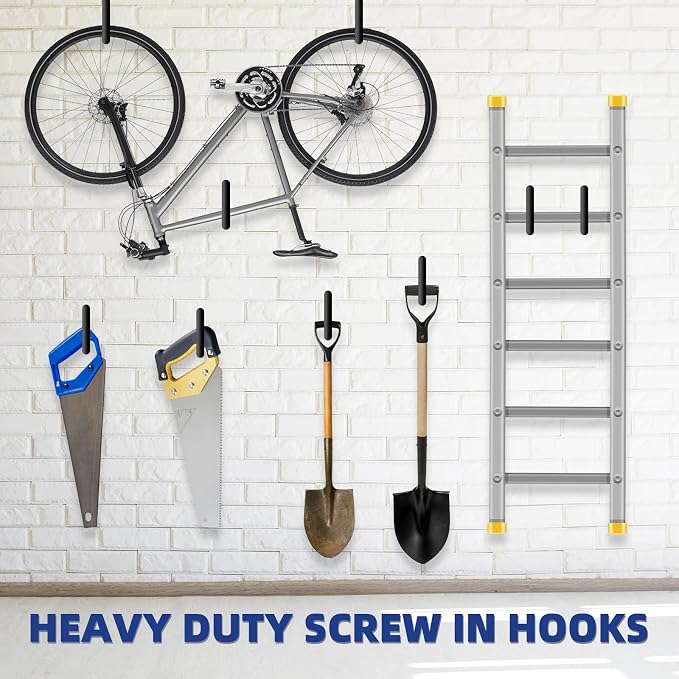 10 Pcs Ladder Hook Screw in Storage Hanger for Garage Wall | Wall Mount Garage Storage Hooks, Heavy Duty Shelf Organizer, For Bike, Foldable Chair, Ladder