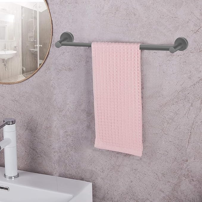 MGahyi Towel Racks for Bathroom-Adjustable Towel Holder(13.18inch-24inch) Sturdy and Rustproof Towel Bar Wall Mounted, Single Towel Bar Rod for Bathroom Accessories (Grey, 1Pack)