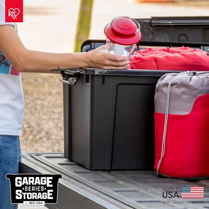 IRIS USA 6-Pack 20 Gal Heavy Duty Lockable Storage Totes with Lids, Black | Perfect for moving, garage organization, outdoor equipment and jobsite storage, Designed for dependable everyday use