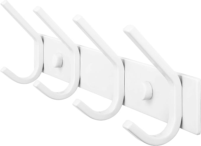 WEBI Coat Rack Wall Mounted,Coat Hooks Wall Mount,Coat Hanger Wall Hook Rack,4 Hooks for Hanging Coats,Hats,Jacket,Clothes,White