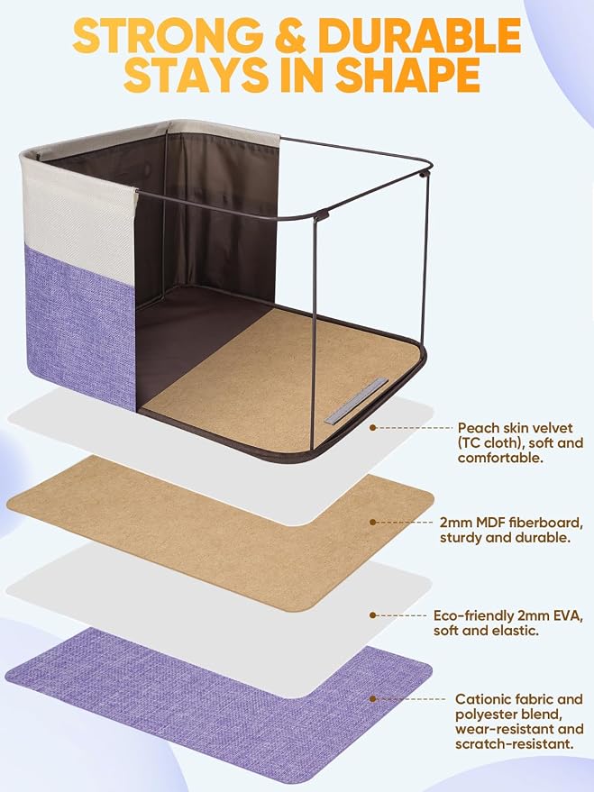 BALEINE 1 Pack Fabric Closet Storage Bins for Shelves, Linen Closet Organizers and Storage, Decorative Baskets for Organizing, Shelf, Clothes, Home, Office (Lavender, 12"x8"x8")