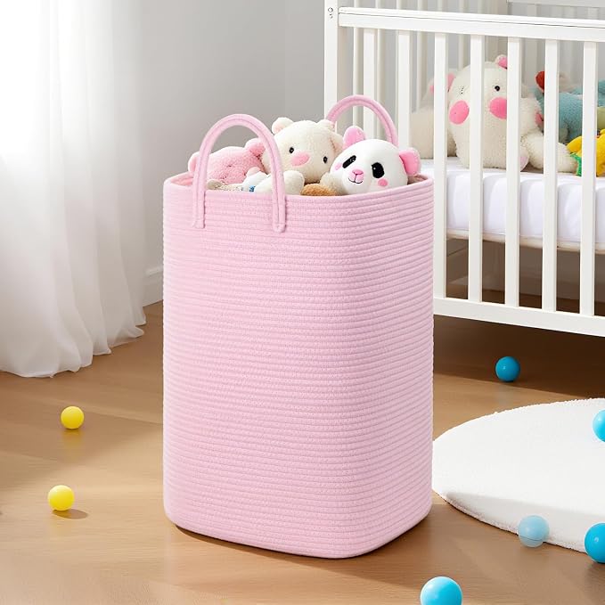 Artfeel Laundry Basket,Woven Cotton Rope Laundry Hamper,80L Versatile Storage for Dirty Clothes,Baby Toys,and Blankets in Bathroom, Nursery,and Living Room