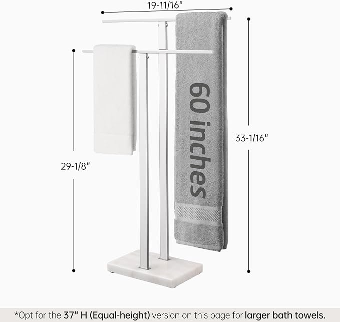 KES Standing Towel Rack for Bathroom with Marble Base, 2-Tier Towel Rack Stand for Floor, SUS304 Stainless Steel Polished Finish, BTH217