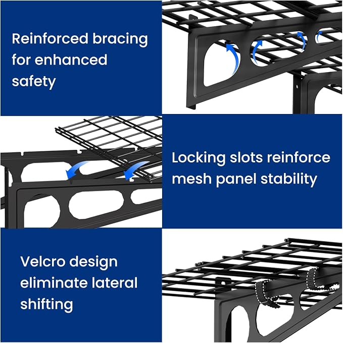 FLEXIMOUNTS 1-Pack 2x6ft Garage Shelving Wall-Mounted Storage Rack, Black | Heavy-Duty Wall Shelving, Holds Up to 400 lbs, Garage Storage Shelving for Organization & Storage Bins, Classic Series