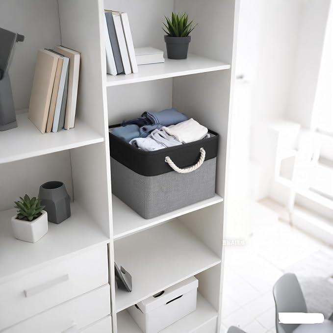 Cube Storage Bins, Collapsible Fabric Storage Cubes Bins, 11 Inch Cube Storage Bins with Handles, Foldable Storage Cubes (Black/Gray, 6Pack)