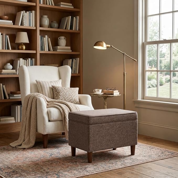 Spatial Order 24" Dinah Collection Storage Ottoman - Chocolate Brown