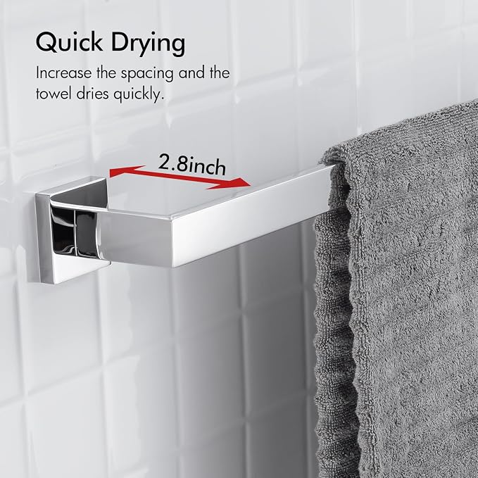 BANOLUX Towel Rack, 36-Inch Single Towel Bars for Bathroom, Towel Racks for Bathroom Wall Mounted SUS304 Stainless Steel Hand Towel Holder Organize Heavy Duty, Chrome Towel Bar