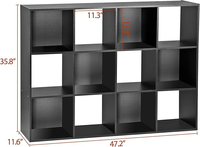 ZenStyle 12 Cube Storage Shelf Organizer Bookshelf with Open Back Closet Cabinet, DIY Plastic Modular Book Shelf for Organizing Closet Bins