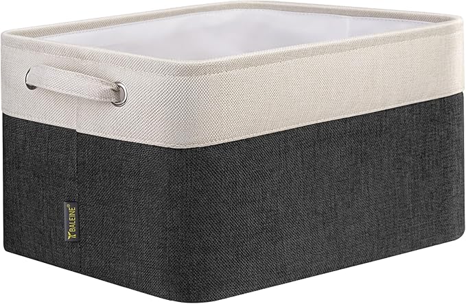 BALEINE 1 Pack Fabric Closet Storage Bins for Shelves, Linen Closet Organizers and Storage, Decorative Baskets for Organizing, Shelf, Clothes, Home, Office (Black, 15''x11''x9.5'')