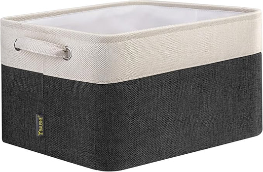 BALEINE 1 Pack Fabric Closet Storage Bins for Shelves, Linen Closet Organizers and Storage, Decorative Baskets for Organizing, Shelf, Clothes, Home, Office (Black, 15''x11''x9.5'')