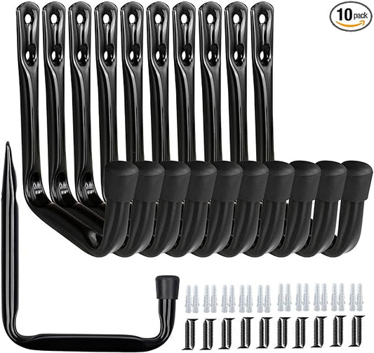 Dreecy J Utility Hooks for Hanging Heavy Duty Garage Storage Utility Hooks, Utility Hook for Garage Wall,Color Black, 10 Pack Medium Size