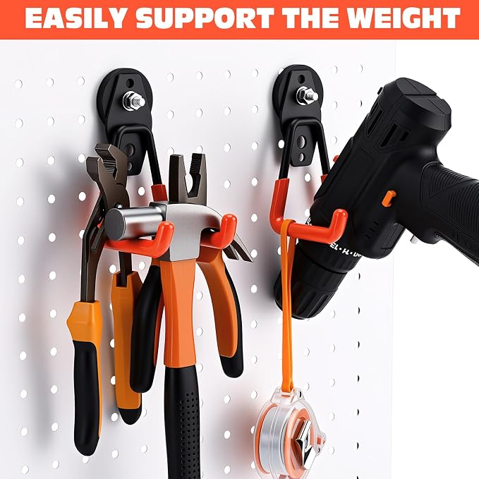 Landhoow 18 Pcs Large Magnetic Hooks Heavy Duty Garage Magnet Hooks Strong Storage Utility Magnetic Hangers with Anti Slip Rubber Coating for Indoor and Outdoor Hanging (Orange)