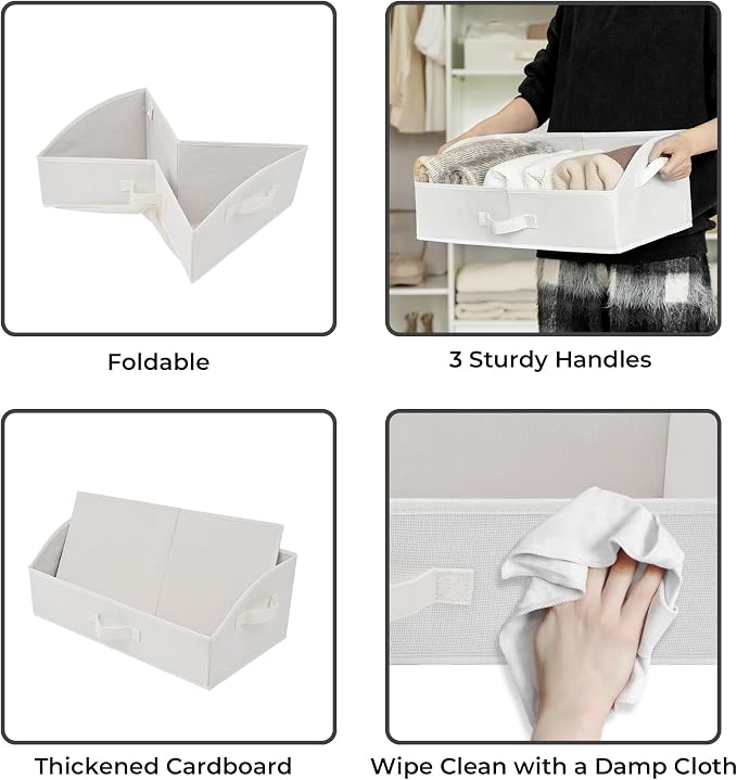 GRANNY SAYS Trapezoid Closet Storage Bins, Large, Pearl White, 3-Pack | Shelf Storage Baskets, Clothes Storage Bin, Closet Organizer and Storage Bins, Clothing Bins for Closet Shelves