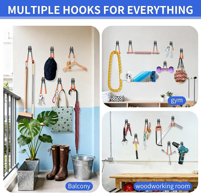 Heavy Duty Garage Hooks 11 Pack, Garage Storage Hooks with Non-Slip PVC Coating, Utility Steel Wall Mount Hook for Bike, Ladder, Tools, Hose & Garage Organization