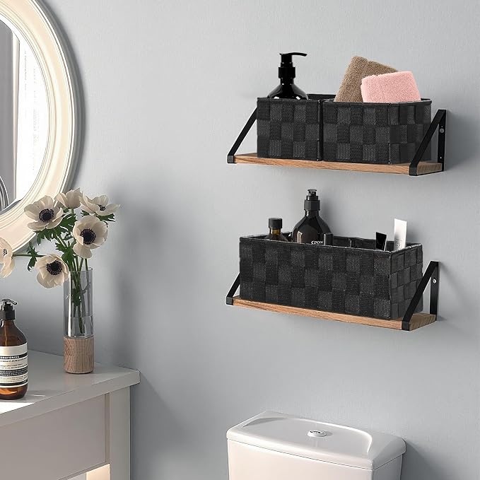 Posprica Small Baskets for Organizing(7 Set) Woven Storage for Shelves, Bathroom, Decorative Closet Organizer, Dresser Bins, Shelf