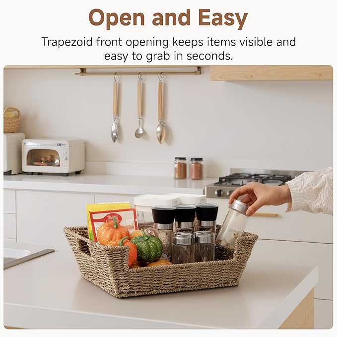 Storageworks Pantry Baskets For Organizing, Woven Baskets, Seagrass