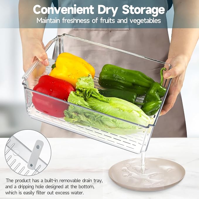 14 Pack Fridge Organizers and Storage - Refrigerator Organizer Bins with Lids, BPA-Free Fridge Organization, Fruit Storage Containers for Fridge, Vegetable, Food, Drinks, Cereals, Clear | with Lids, BPA-Free Fridge Organization, Fruit Storage Container...