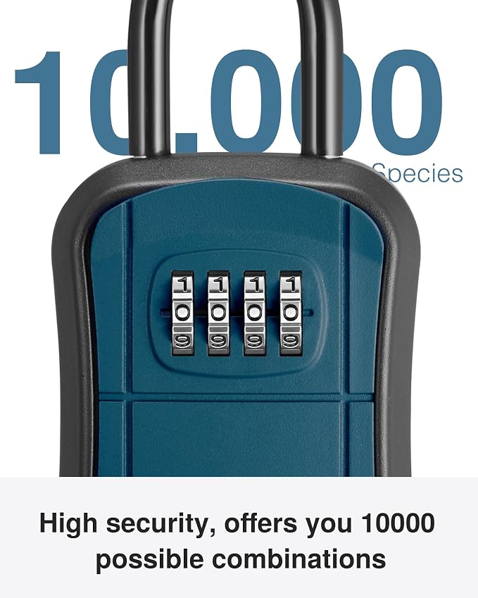 Puroma Key Lock Box, Portable Combination Lockbox Wall-Mounted Key Storage Box for House Keys, Resettable Code Safe Security Lock Box for Home Office Apartment Spare Key Storage (1 Pack, Peacock Blue)