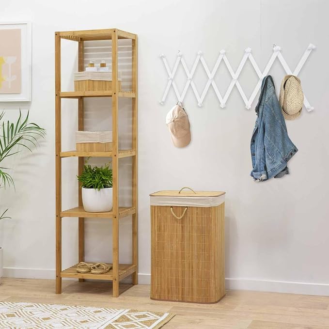 SCUNDA Wall Rack with 20 Hooks, Wooden Wall Expandable Coat Rack for Coat, Hats, Baseball Caps, Coffee Mug, Jewelry(White)