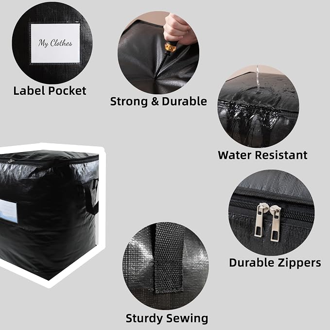91L Storage Bags for Clothes, Moving Bags Heavy Duty Extra Large with Reinforced Handle, Storage Containers for Organizing Bedding, Blanket, Sheets, Pillows, Toys, Christmas Decorations