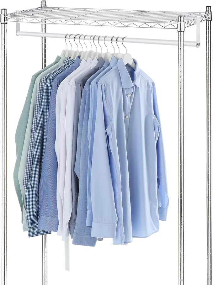 2 Pack Wire Shelving Garment Hanger Bar Wire Shelving Accessories Industrial Closet Clothes Rods for Home Retail Store(White,48 Inch)