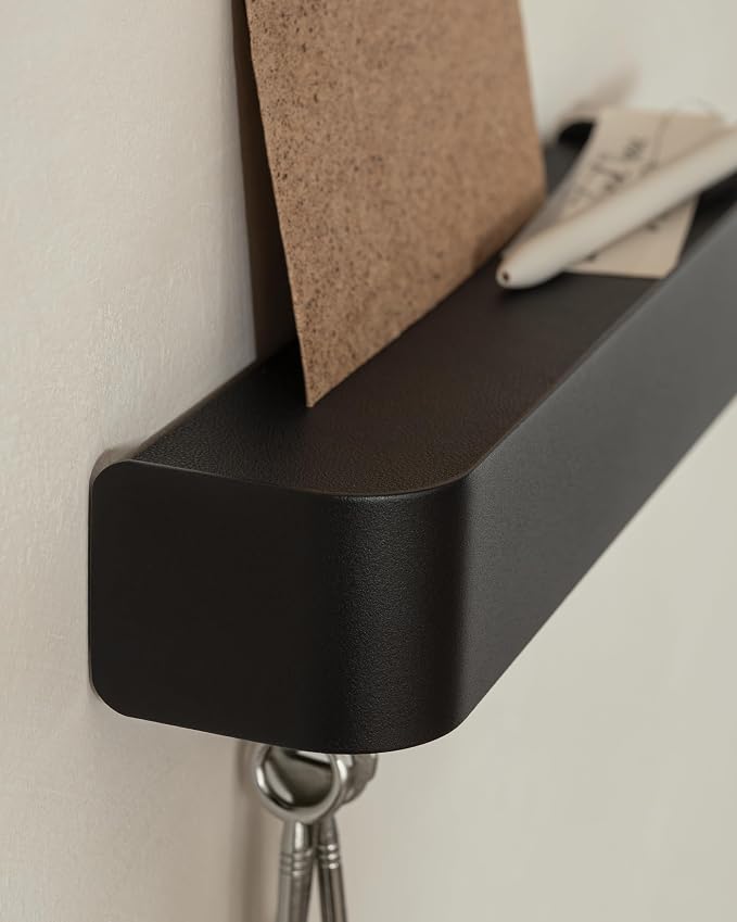 Kazai. Key Holder for Wall 'Tone' | Minimalist Key Hooks Design from Berlin | Modern Key Hanger with Metal Shelf | Key Hook Wall Mounted as Hallway Furniture | Black