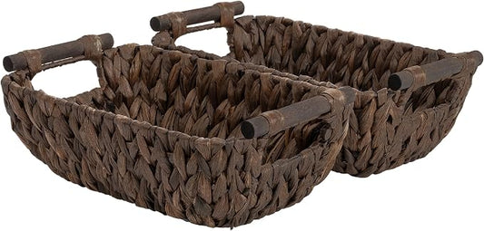 Storageworks Small Wicker Basket, Organizer Baskets for Shelves, Wicker Baskets for Storage, Decorative Storage Toilet Paper Basket, Vintage Home Decor, Water Hyacinth